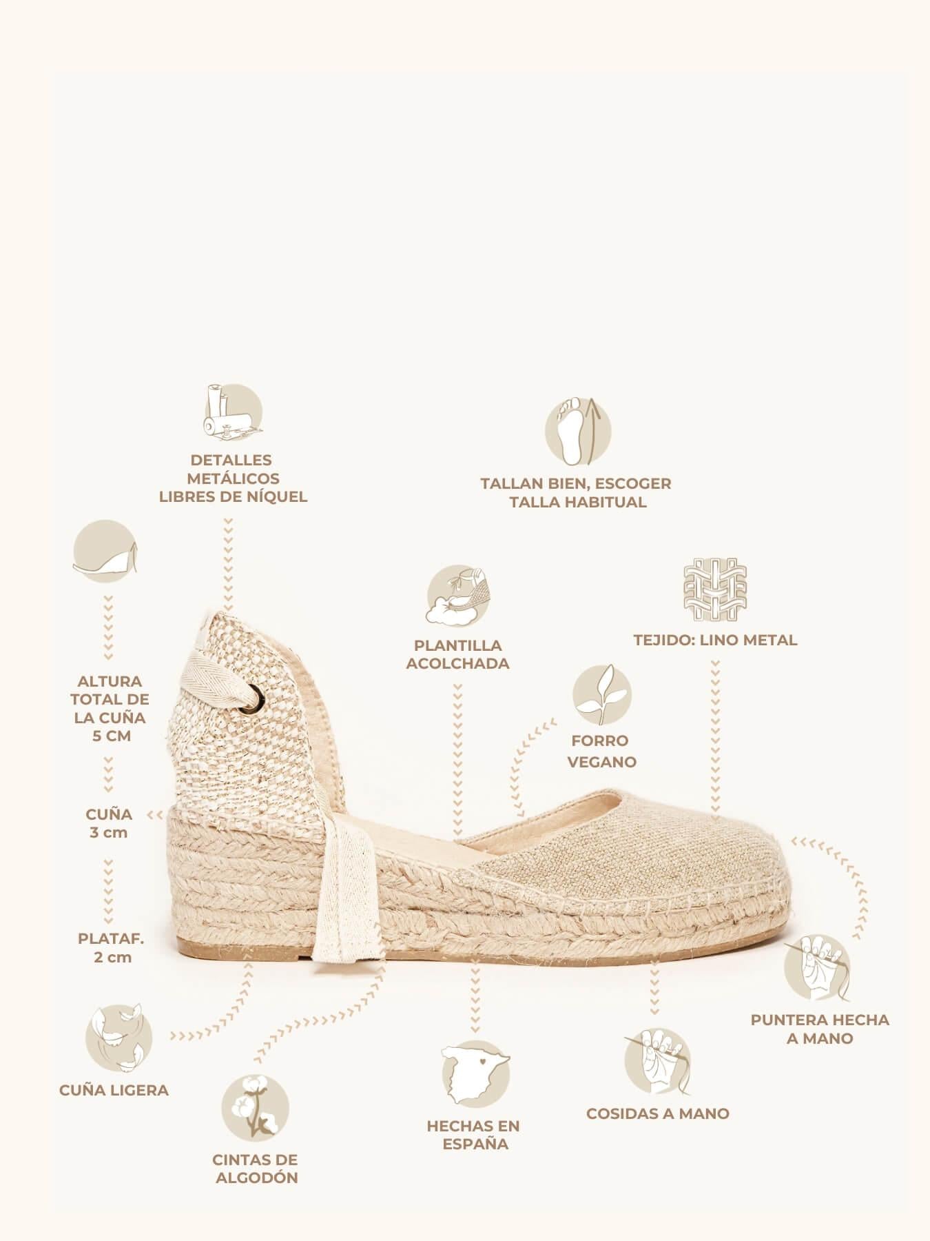 Cala Cuña Baja Lino Metal Oro