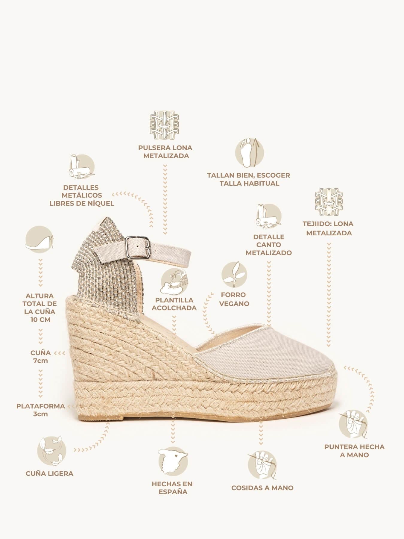 Jara Cuña Alta Lona Metal Gris