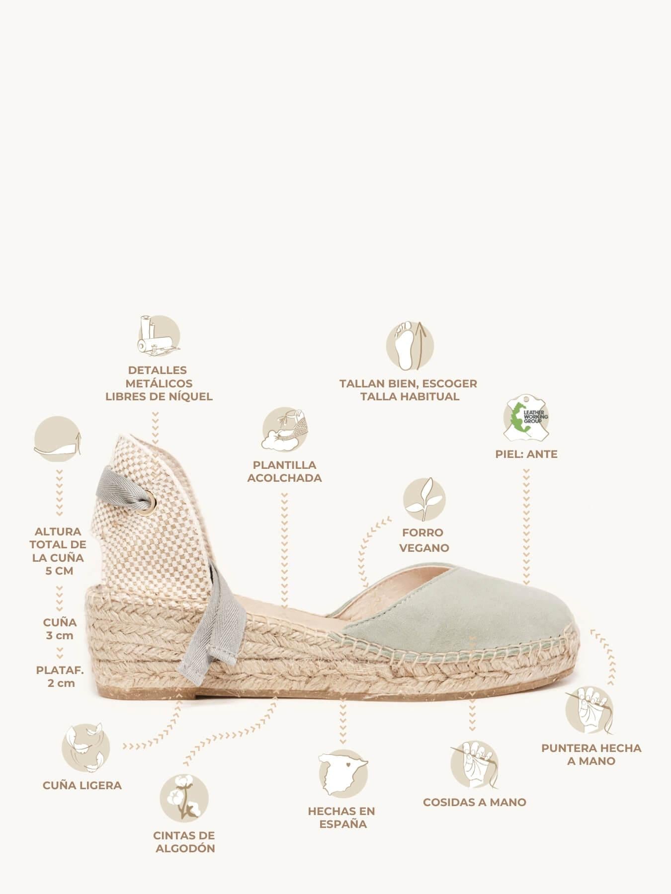 Romero Cuña Baja Ante Verde Claro