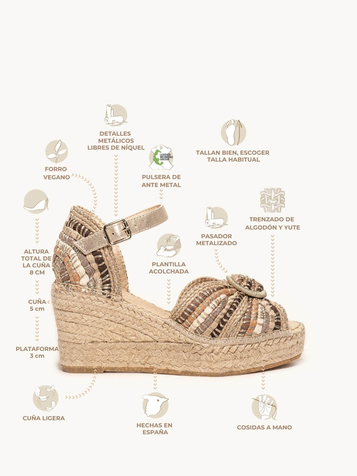 Amapola Cuña Media Plataforma Taloncillo Taupe