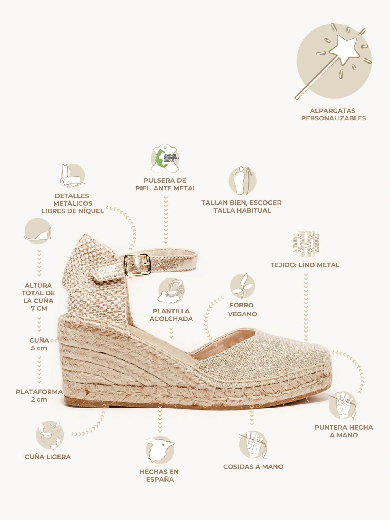 Dalia Cuña Media Lino Metal Oro