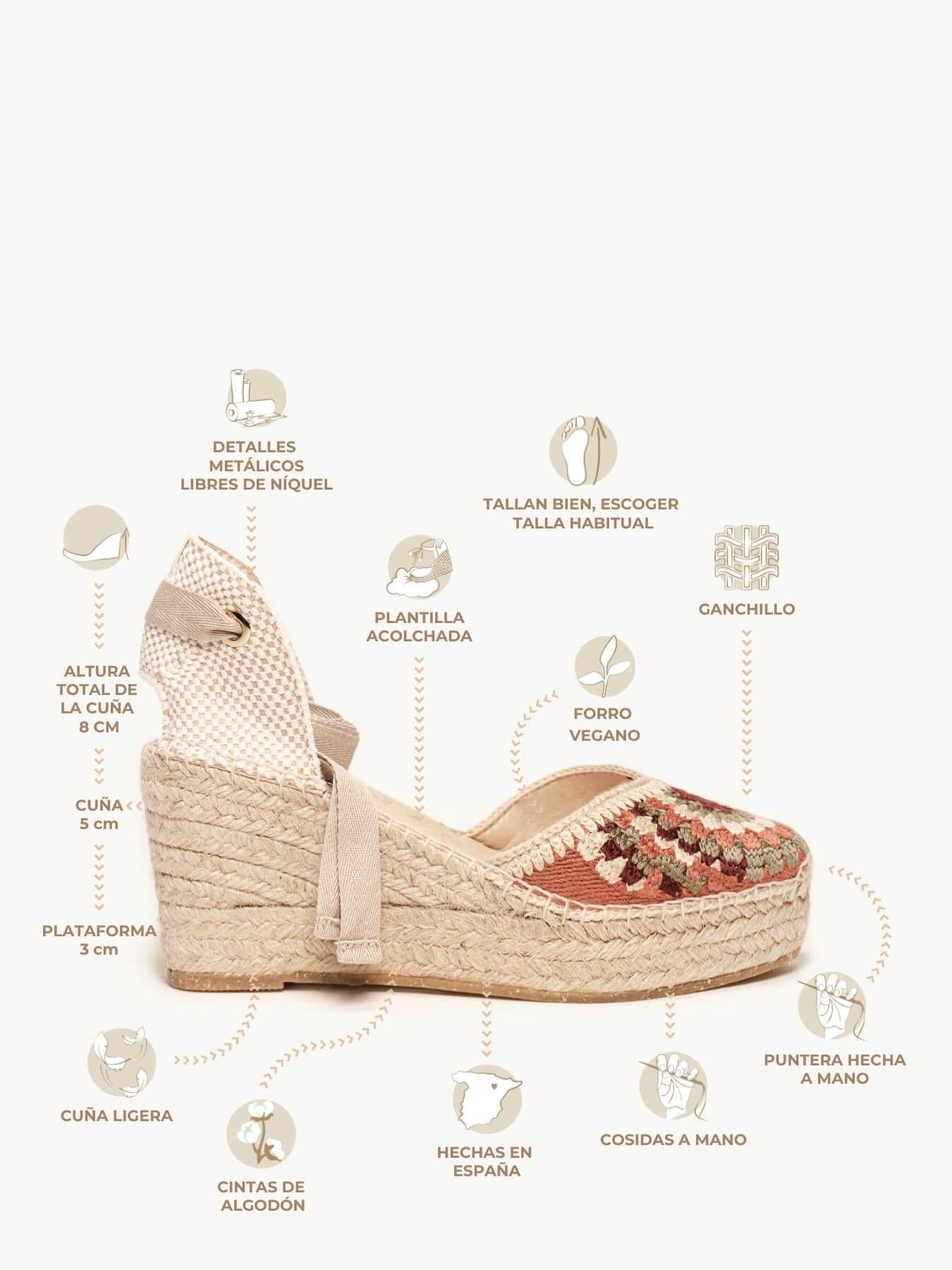 Romero Cuña Media Plataforma Rosetón Granate