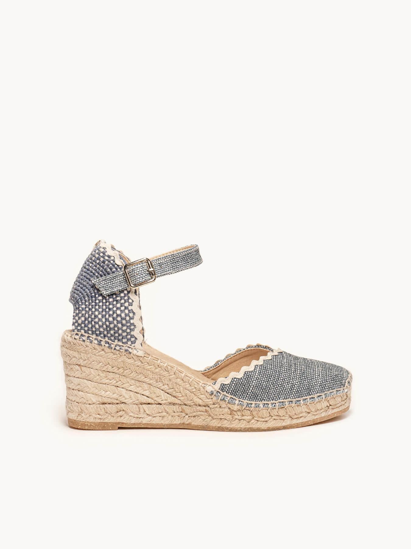 Jara Cuña Media Lino Jaspeado Azul Jeans