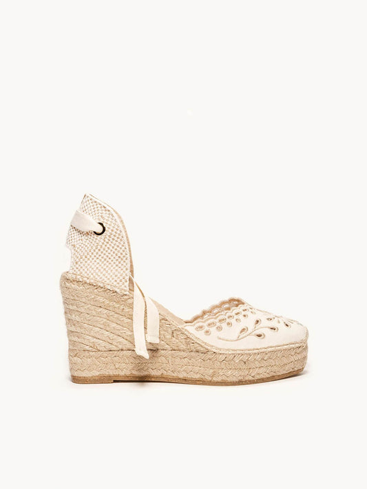 Romero Cuña Alta Lona Bordada Crudo