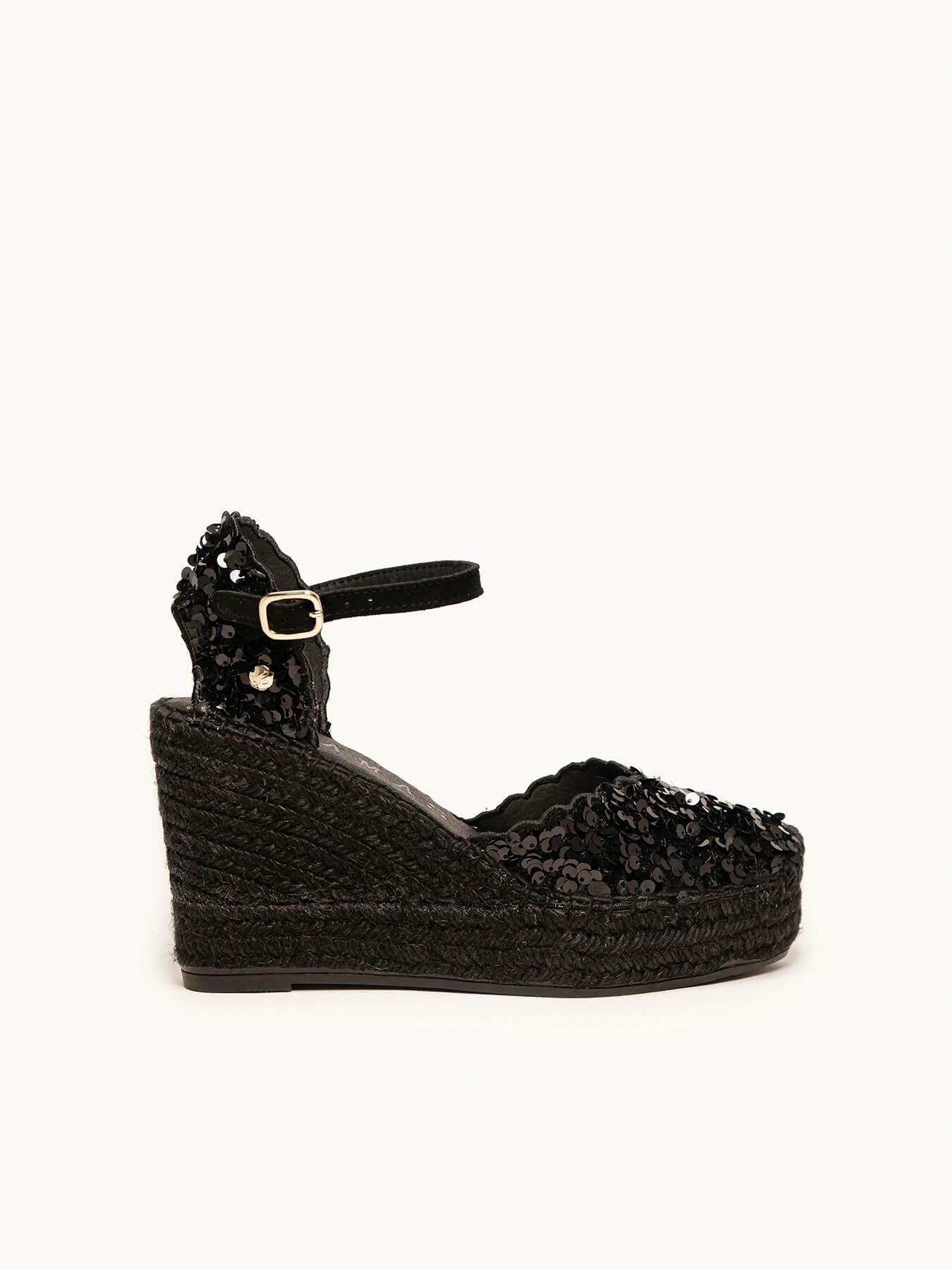 Jara Cuña 10 cm Lentejuelas Negro