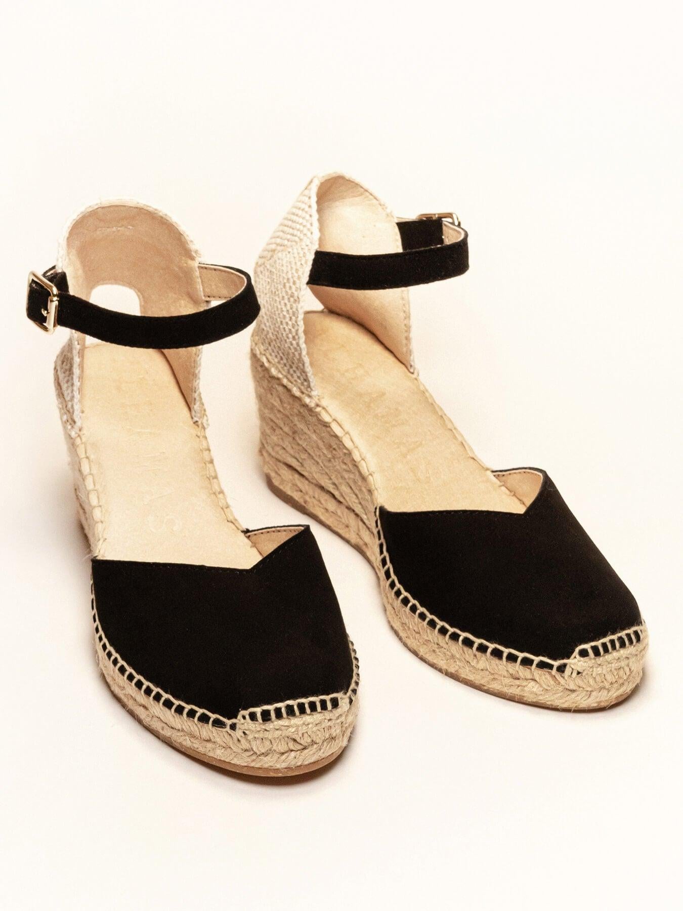Jara cuña 7 cm en ante negro