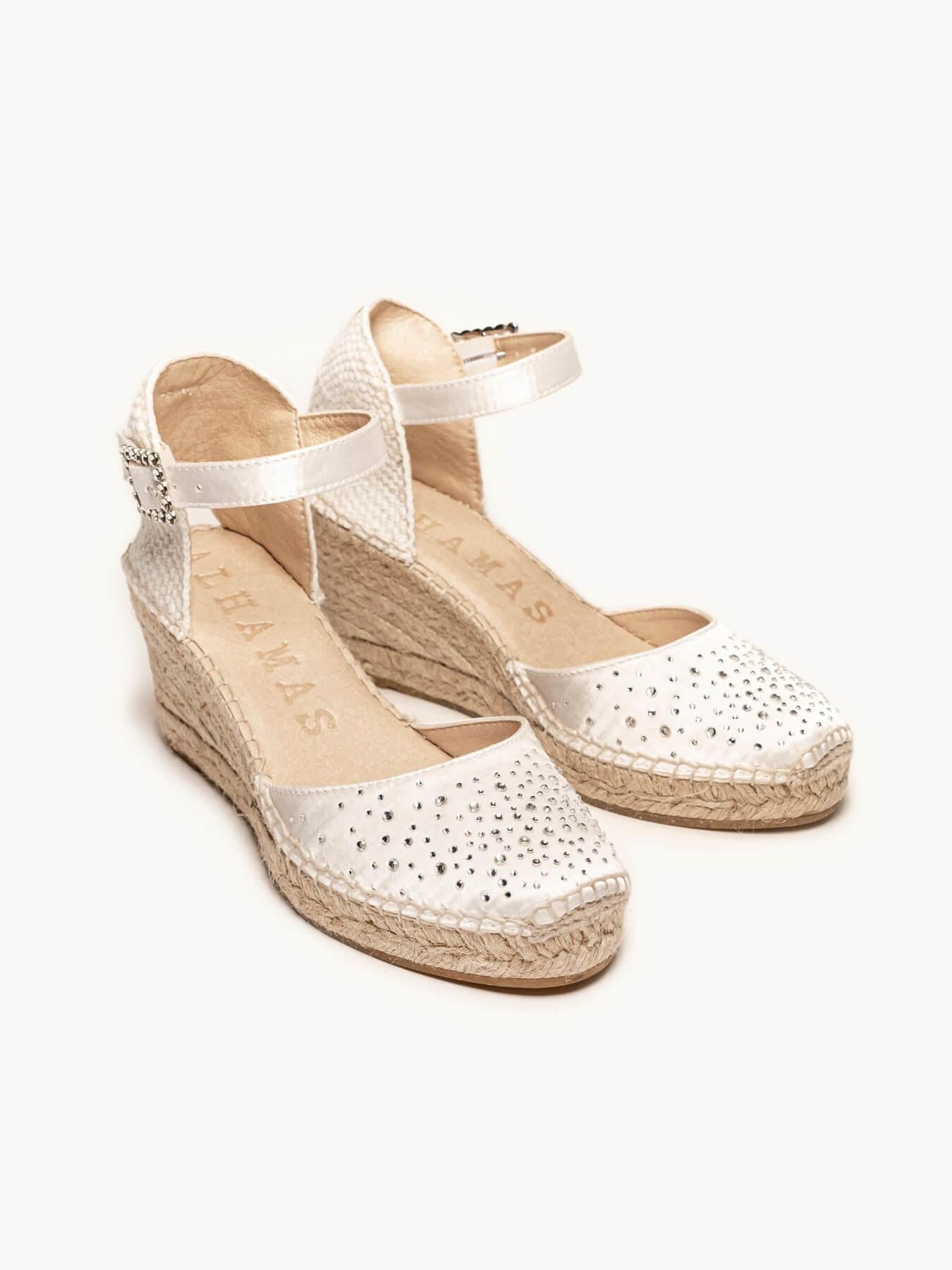 Dalia Cuña 7 cm Raso  Blanco
