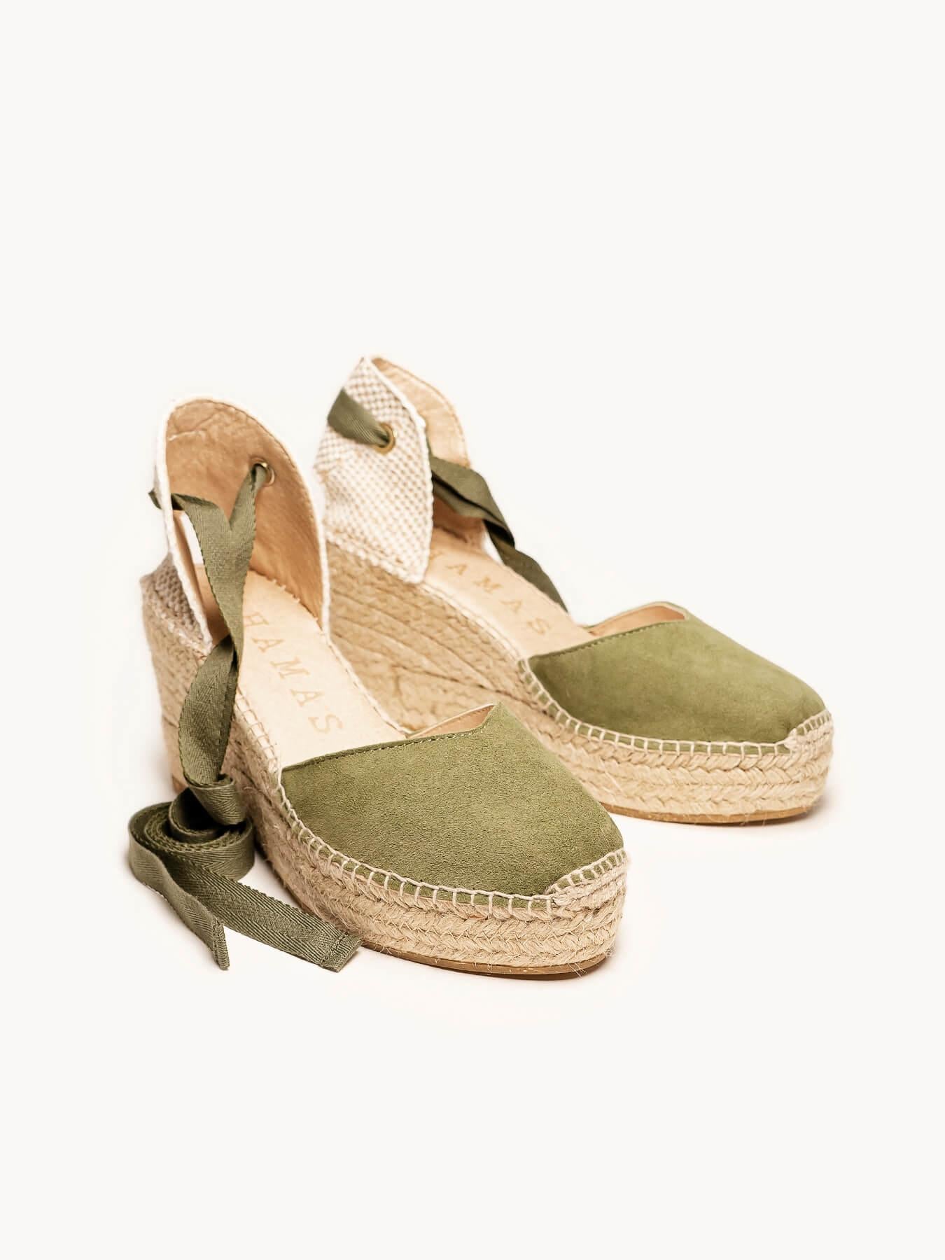 Romero Cuña 8 cm Ante  Verde Kaki