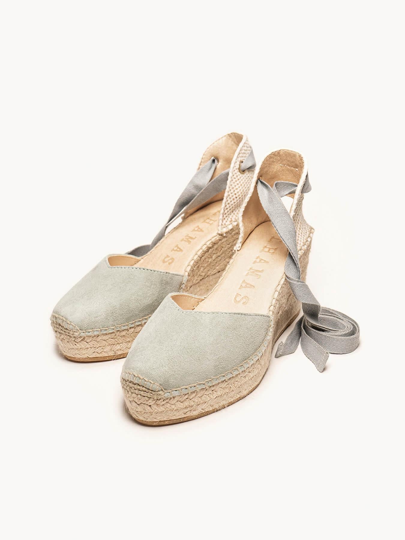 Romero Cuña Media Plataforma Ante Verde Claro