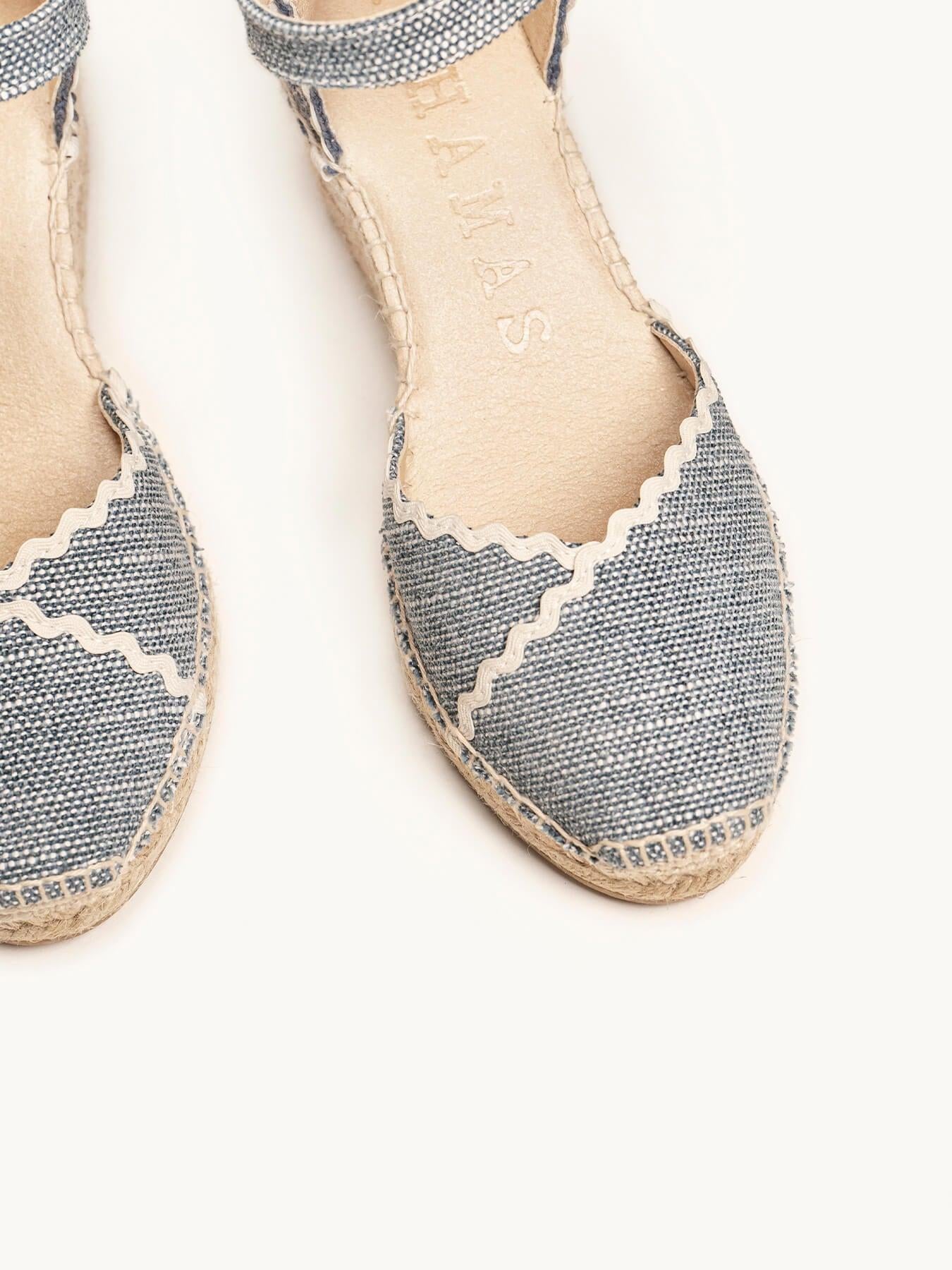 Jara Cuña Media Lino Jaspeado Azul Jeans