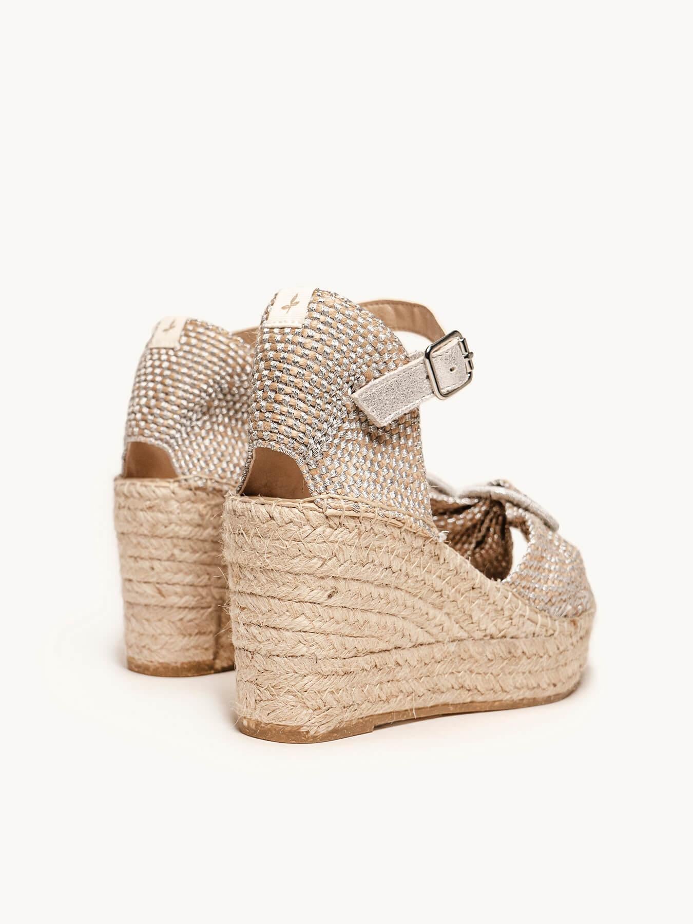 Amapola Cuña Media Plataforma Taloncillo Plata