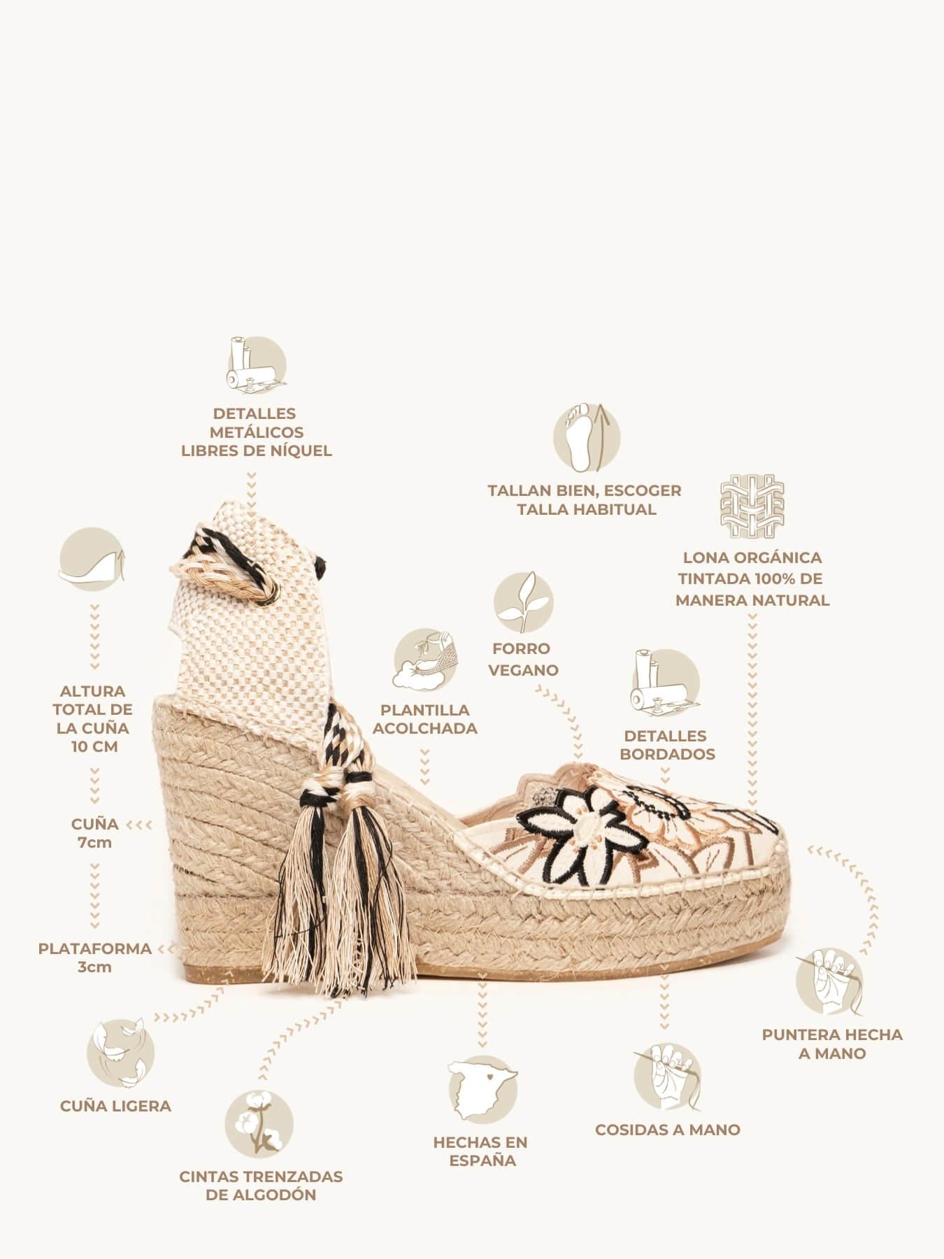 Romero Cuña Alta Bordado Silvestre Arena