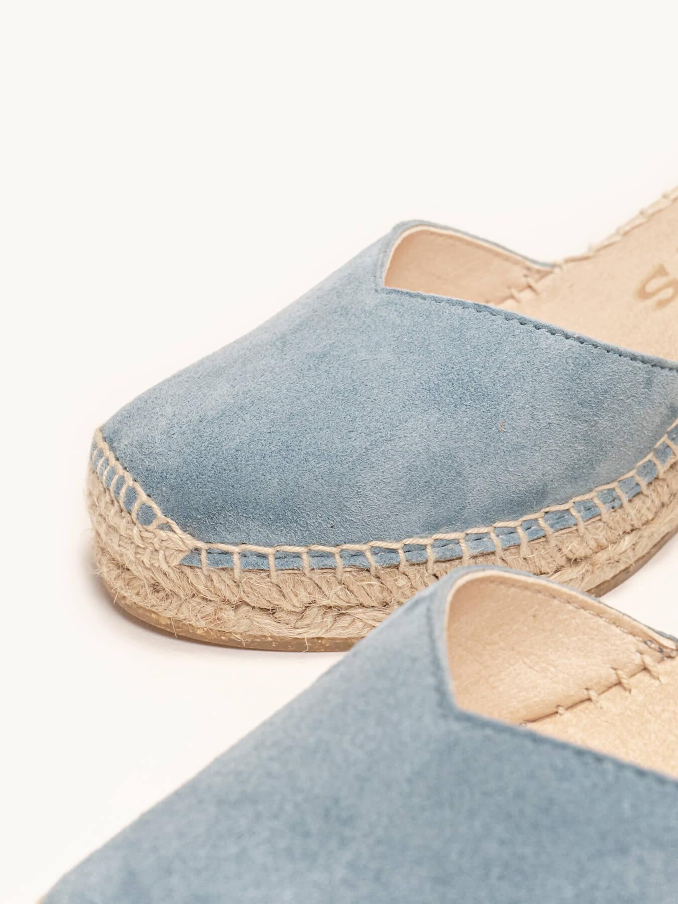 Jara cuña 7 cm en ante azul tipo jeans