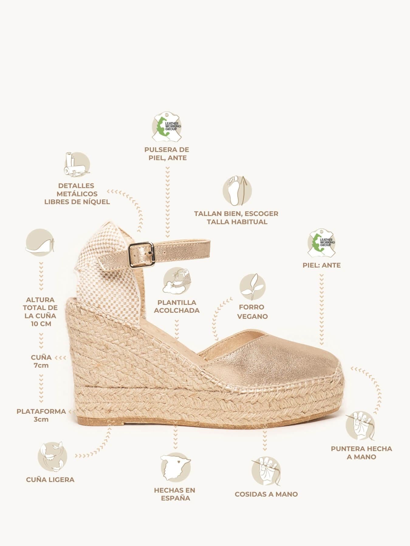 Jara Cuña Alta Ante Metal Oro