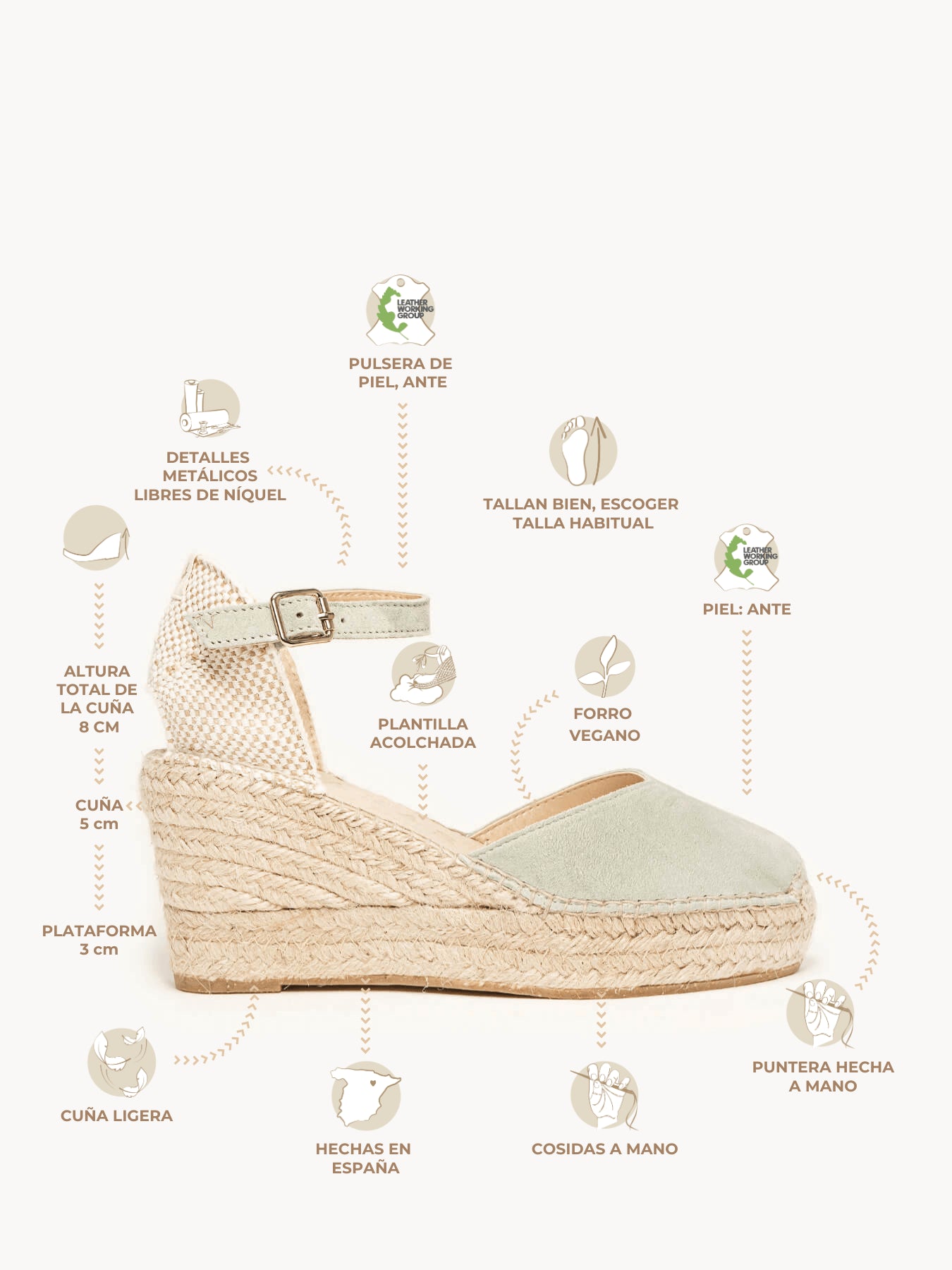 Jara Cuña Media Plataforma Ante Verde Claro