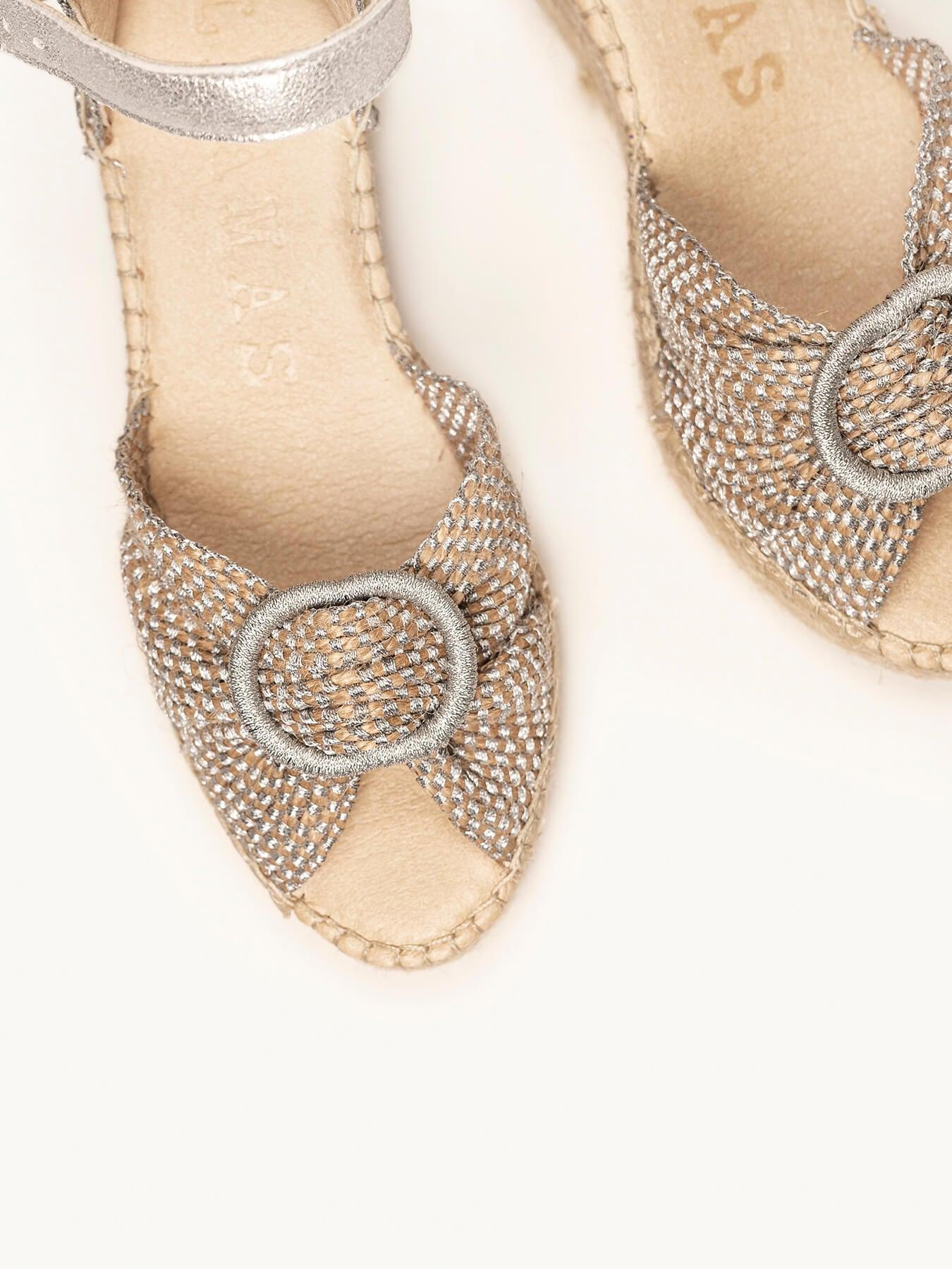 Amapola Cuña Media Plataforma Taloncillo Plata