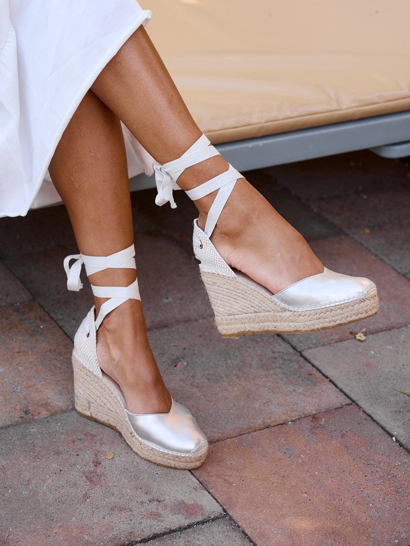 Romero Cuña Alta Ante Metal Plata