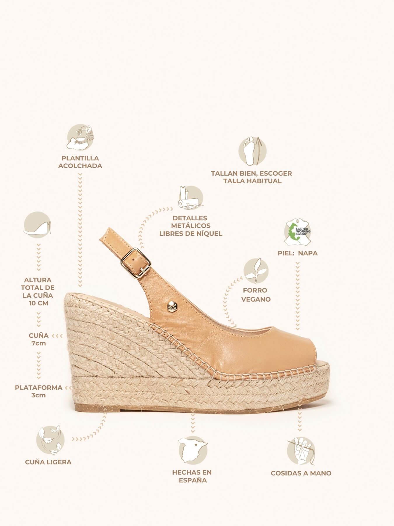 Clavel Cuña Alta Napa Marrón Claro