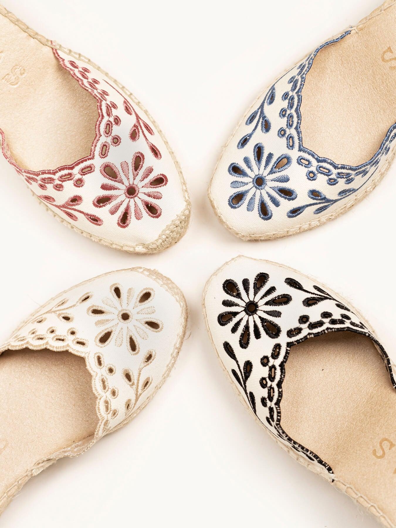 Romero Cuña Baja Lona Bordada Granate